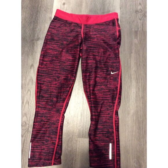 Nike Dri Fit Leggings Medium M Pink Black Capri - Picture 1 of 6